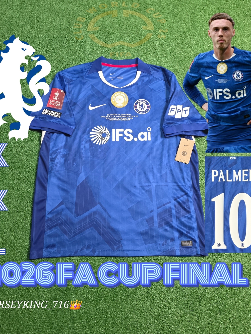 Nike Chelsea FC Cole Palmer #10 2026 FA Cup Final Jersey Vs Man City New XXL